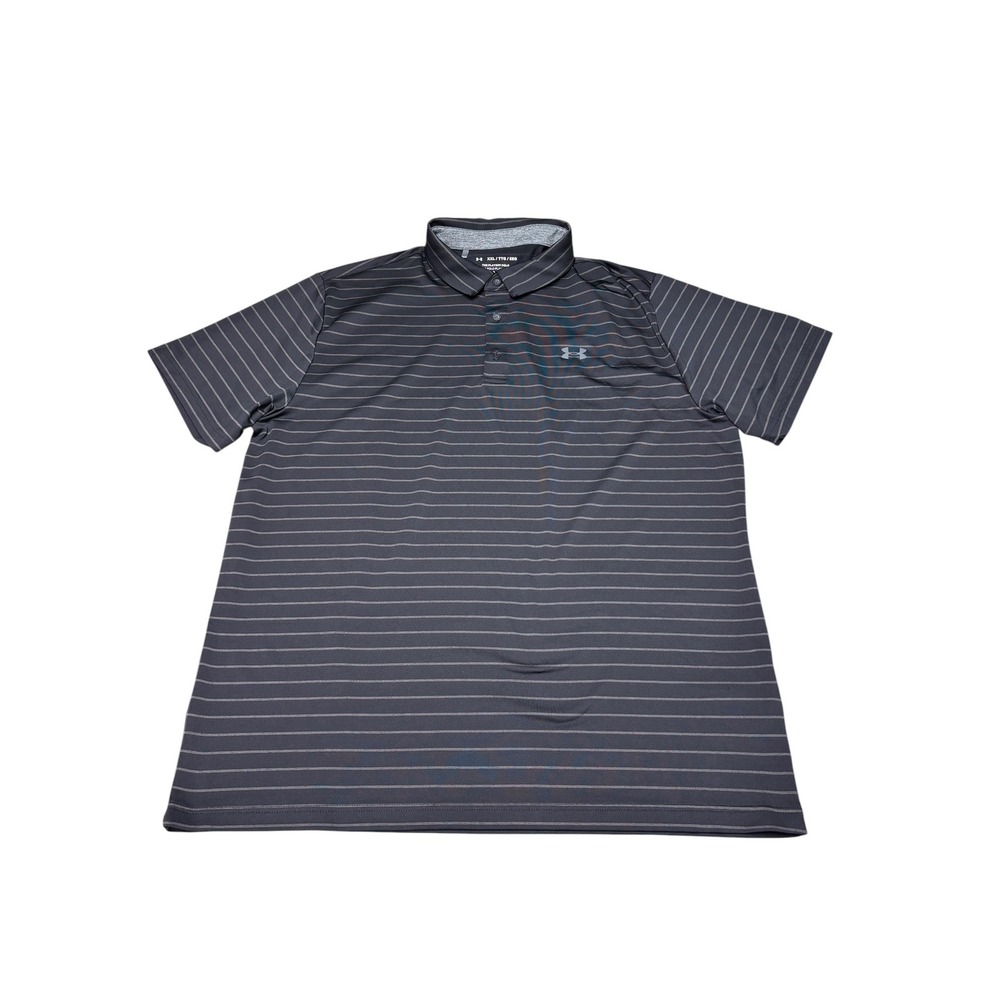 Under Armour Playoff Polo 3.0 Mens XXL Black Grey Striped Golf Shirt 1351130-001